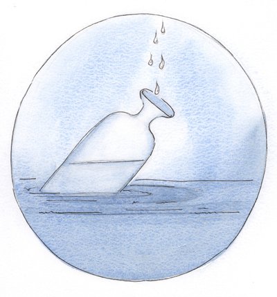Kristi rena sanning hälls - jag såg - droppe för droppe i själen, samlad i beredskap för en stor utgjutning., 2001 (w/c på papper) av Elizabeth Wang