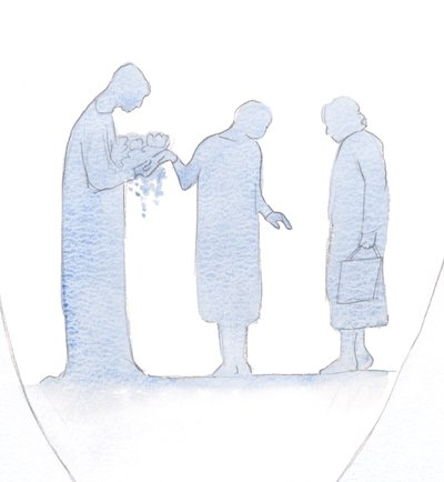 Varje gång vi ber Kristus att belöna en vänlig nästa, ger han underbara gåvor till den personen genom vår bön., 2000 (w/c på papper) av Elizabeth Wang