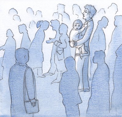 Gud fick mig att se varje enskild själ, varje hjärta lida ensamt, 2000 (w/c på papper) av Elizabeth Wang
