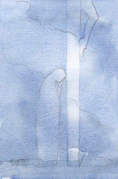 Han riktade min syn mot sitt dyrbara blod, utspillt för våra synder, och till sitt heliga kors, tydligt i synen., 2001 (w/c på papper) av Elizabeth Wang