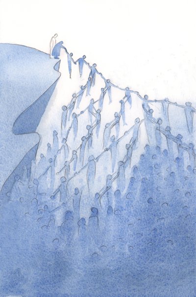 Han visade mig hur en enkel bön av oss kan förena honom med andra. Han berör dem av sin nåd, och så hjälper han alla deras nära och kära., 2001 (w/c på papper) av Elizabeth Wang