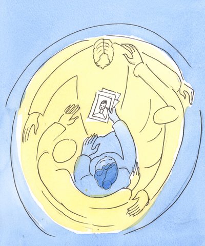 Hålls i kärleken till de tre gudomliga personerna, vi kan gå i förbön för andra, 2004 (w/c på papper) av Elizabeth Wang