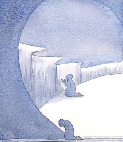 Jag minns att jag leddes till ett "stup" i själen, och blev inbjuden av Gud att gå in i intetheten i bön, in i hans liv, utan stöd av begrepp, bilder eller ord, 2000 (w/c på papper) av Elizabeth Wang