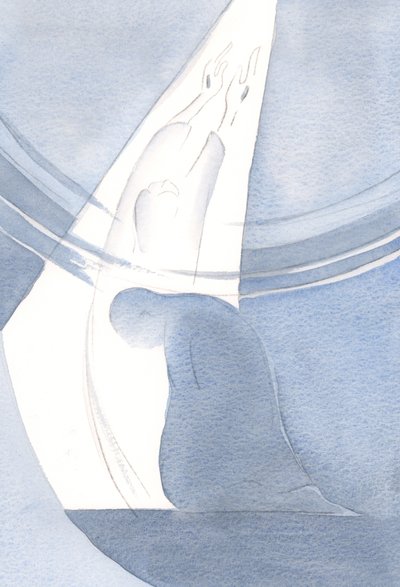 Jag såg hur Kristi liv och offer tränger igenom själva himlen och öppnar en väg där vi kan följa, för att dela hans härlighet., 2000 (w/c på papper) av Elizabeth Wang