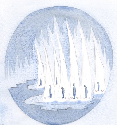 Jag såg vilka heliga och härliga helgedomar vi är, upplysta av hans nåd, genom våra heliga kommunions, 2000 (w/c på papper) av Elizabeth Wang