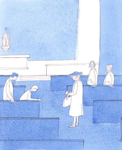 Om drottningen skulle gå nerför mittgången i vår kyrka, skulle snacket då upphöra Skulle folk buga, stå upp eller niga och vara tysta om hon ville tala Kan vi inte göra detsamma nu, för Konungarnas Konung, som är närvarande i tabernaklet av Elizabeth Wang