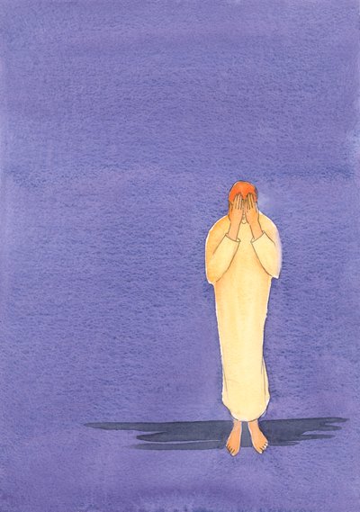 Om vi framhärdar i bönens mörker kommer Gud så småningom att leda oss till sitt ljus och visdom, 2000 (w/c på papper) av Elizabeth Wang