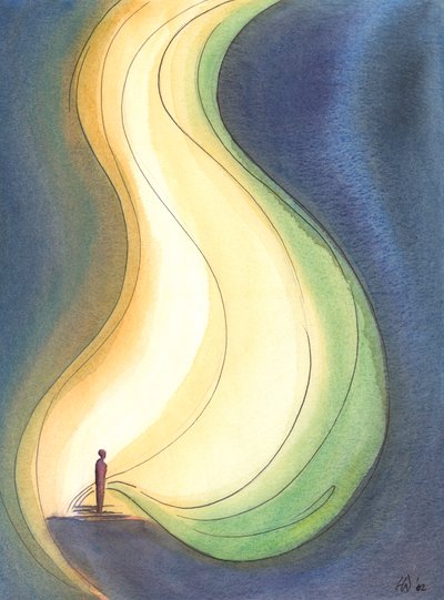 Om vi överlämnar oss till honom kommer den Helige Ande att fylla våra själar med ljus, kärlek, renhet, frid och kraft, 2003 (w/c på papper) av Elizabeth Wang