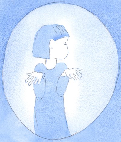Om vi vänder oss till Gud i bön, vill ha gåvor, men är ovilliga att göra hans vilja, är vi som barn som sträcker ut sina händer men tittar bort, 2002 (w/c på papper) av Elizabeth Wang
