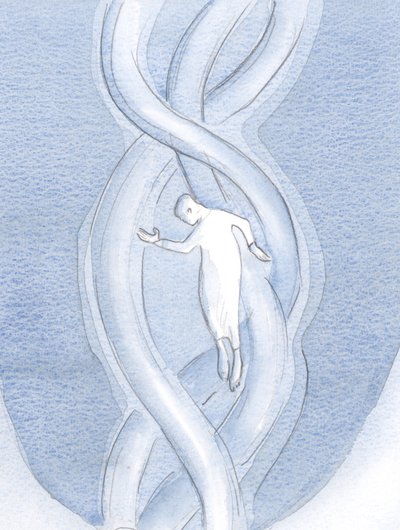 Om vi längtar efter Gud i bön och gör hans vilja, kommer han att dra oss in i den heliga treenighetens pulserande inre liv, 2000 (w/c på papper) av Elizabeth Wang