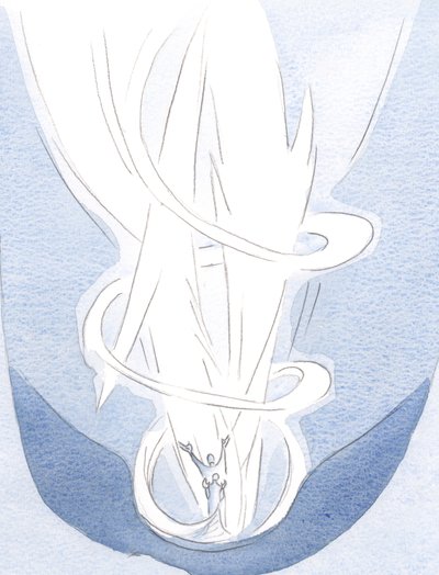 I nattvarden skyddar Kristus själen genom sin härlighet, 2000 (w/c på papper) av Elizabeth Wang