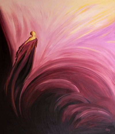 I skärselden kan vi komma ur självkärlek och fart mot himlens ära, 2001 (olja ombord) av Elizabeth Wang