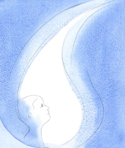 I hjärtat och sinnet hos en som välkomnar honom är den Helige Ande som en lampa, en källa till visdom och oändlig kraft, och medel för bön, 2002 (w/c på papper) av Elizabeth Wang