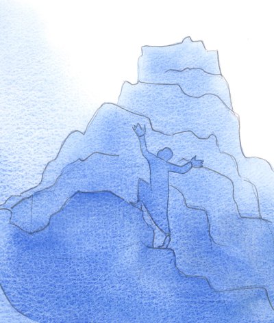 I det andliga livet måste alla som slutar klättra, och väljer att stanna där de är, fortfarande slutföra klättringen efter döden, om de skulle komma in i himlen, 2002 (w/c på papper) av Elizabeth Wang