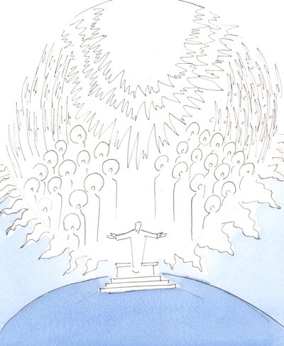Det är som om himlen har stigit ner till en kyrklig helgedom, 2004 (w/c på papper) av Elizabeth Wang
