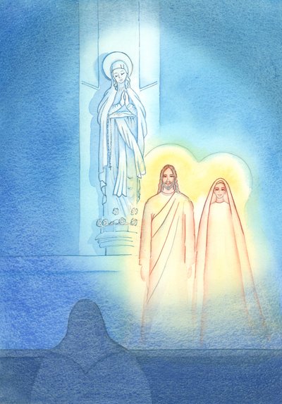 Det behagade Jesus att ta med sin Moder Maria för att vara med honom i Lady Chapel, och att visa mig vad jag tror, 2002 (w/c på papper) av Elizabeth Wang