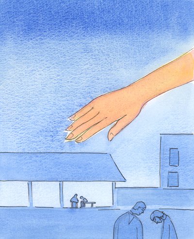 Det är som om Faderns hand sträcker ut över de platser där bekännelser hörs, 2003 (w/c på papper) av Elizabeth Wang