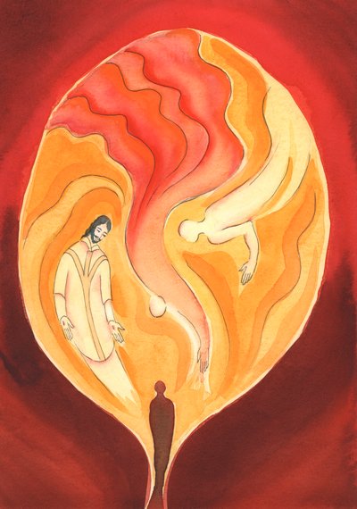 Jesus, vår överstepräst, drar oss genom den helige Ande in i Faderns kärlek, 2003 (w/c på papper) av Elizabeth Wang