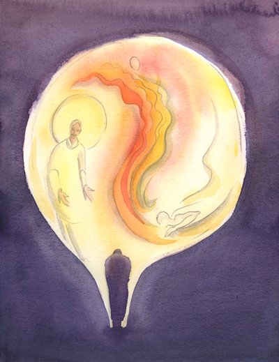 Jesus, vår överstepräst, drar oss genom den helige Ande in i Faderns kärlek, 2003 (w/c på papper) av Elizabeth Wang