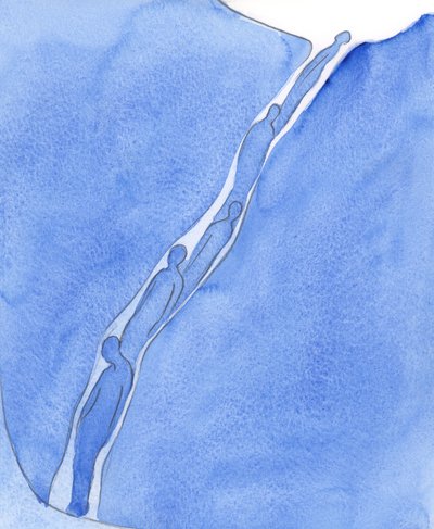 Många stadier av rening behövs för att göra en syndig själ lämplig för himlen, i stånd att bära himlens ljus, 2002 (w/c på papper) av Elizabeth Wang