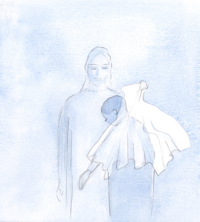 En dag, inom min själ, höll han fram en bröllopsslöja, 2000 (w/c på papper) av Elizabeth Wang