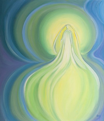 En av glädjeämnena med att komma in i himlen kommer att vara att se Jungfru Maria i all sin härlighet, 2000 (olja ombord) av Elizabeth Wang