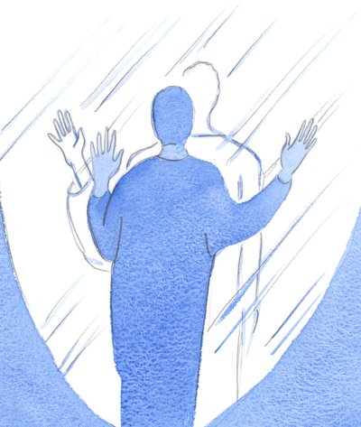 En som verkligen längtar efter att göra Guds vilja - i minsta detalj - "rör vid" himlen, så nära som intill en glasskiva, 2002 (w/c på papper) av Elizabeth Wang