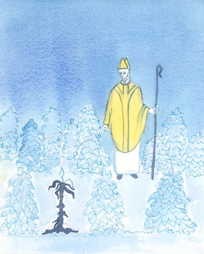Endast en biskop som går bland sitt folk kan se vilka "växter" i hans trädgård som inte är friska utan sjuka, 2003 (w/c på papper) av Elizabeth Wang