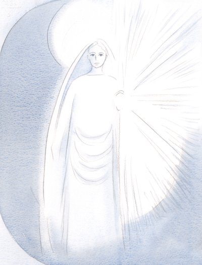 Vår Fru dök upp framför mig, i sin bländande himmelska skönhet, 2000 (w/c på papper) av Elizabeth Wang