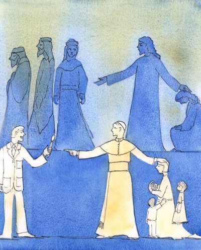 Påven Johannes Paulus II har varit Kristus-lik när han orädd talat sanningen om moral, 2006 (w/c på papper) av Elizabeth Wang