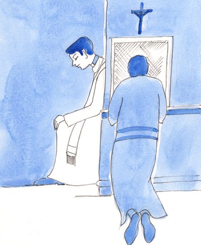 Präster borde vara som Kristus, som bjöd in människor att omvända sig från sina synder, 2003 (w/c på papper) av Elizabeth Wang