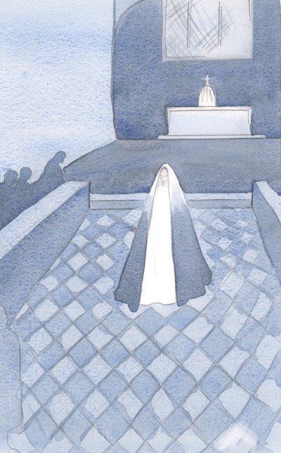 Hon som är ren som Kristus stod bland dessa dominikanerbröder i Oxford som lever för sin son, bundna av sina trefaldiga löften, 2000 (w/c på papper) av Elizabeth Wang