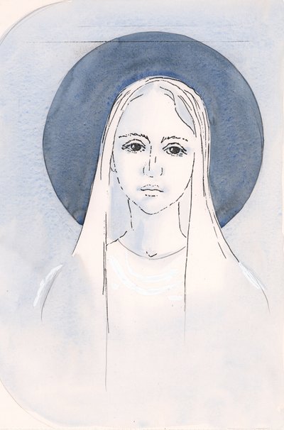The Blessed Virgin Mary, Our Lady, 2000 (w/c på papper) av Elizabeth Wang