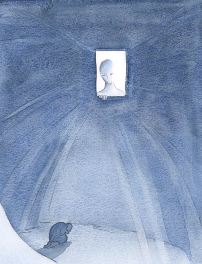 Faderns kärlek till oss är oändlig. Han njuter av att ge oss goda saker: goda nyheter, andlig glädje och Kristus, som uppenbarar honom., 2001 (w/c på papper) av Elizabeth Wang