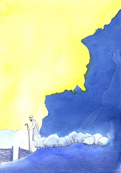 The Good Shepherd, 2001 (w/c på papper) av Elizabeth Wang