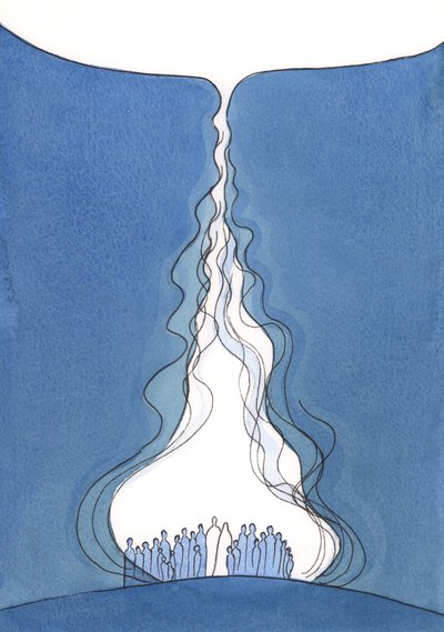 The Great Flame of prayer., 2001 (w/c på papper) av Elizabeth Wang