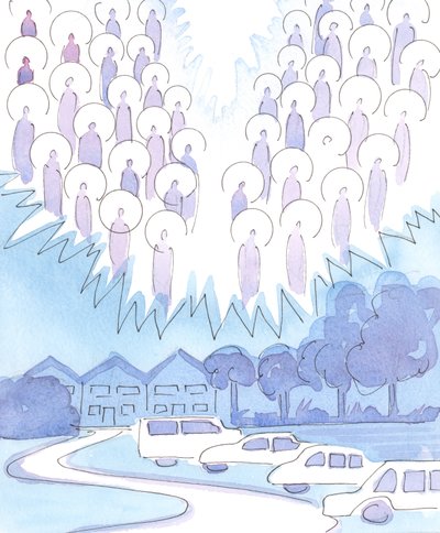 Herren gav mig en glimt av vår vackra by, som han har låtit mig njuta av mitt i många år av smärta, 2004 (w/c på papper) av Elizabeth Wang