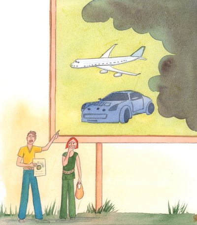 Herren visade mig människor som ropade i oro och oro om koldioxidavtryck och oroar sig för sina jordiska liv, 2004 (w/c på papper) av Elizabeth Wang