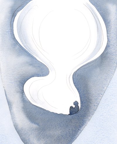 Själen som en grotta: Jag såg själen som en grotta, förstorad, när Kristus öppnade själen för himlens ljus, genom min bön och hans nåd och vänlighet, 2000 (w/c på papper) av Elizabeth Wang