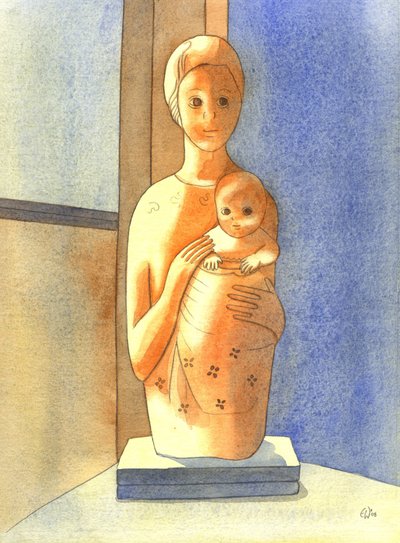 The Virgin and Child, 2001 (w/c på papper) av Elizabeth Wang
