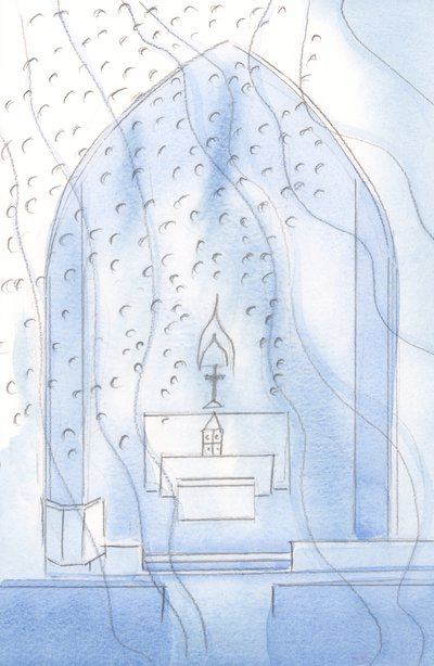 Himlens härliga helgon är mycket nära oss. De deltar i vårt nattvardsfirande, 2002 (w/c på papper) av Elizabeth Wang