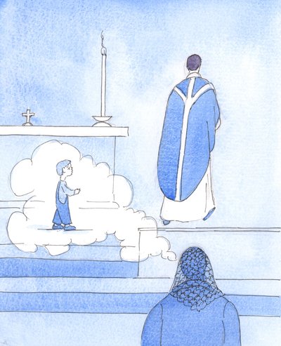 En prästs mor bör erkänna sin roll i utvecklingen av hans kallelse, 2005 (akvarell på papper) av Elizabeth Wang