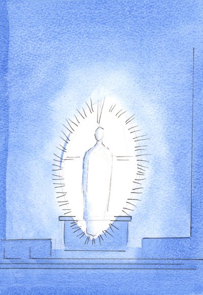 Åsynen av Kristi strålande och härliga närvaro var Faderns speciella gåva, för arbete och vittnesbörd, 2003 (w/c på papper) av Elizabeth Wang
