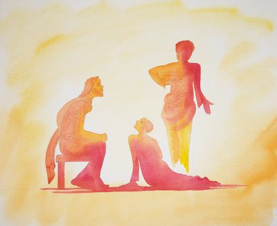 Kvinnan som älskar mycket och är mycket förlåten, 2001 (w/c på papper) av Elizabeth Wang