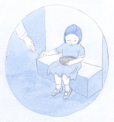 Detta är min nuvarande uppgift, jag lärde mig: Som ett barn som delar ut pärlor ur en korg, omedvetet om sitt stora värde, men ändå delar sin skönhet., 2001 (w/c på papper) av Elizabeth Wang