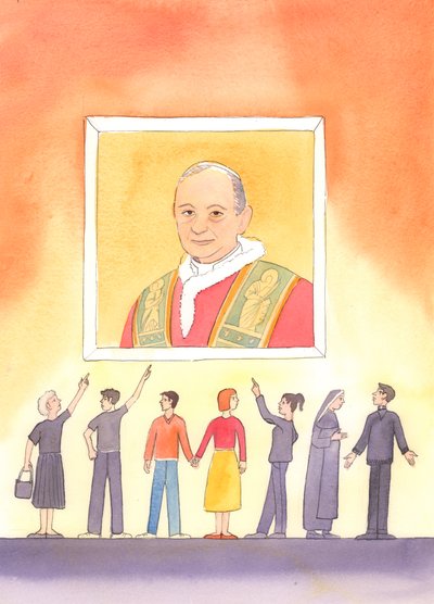 De som motsätter sig kyrkans legitima undervisningsauktoritet och utvecklar en vana att trotsa, kanske utan att inse det, trotsar Kristus själv, 2003 (w/c på papper) av Elizabeth Wang