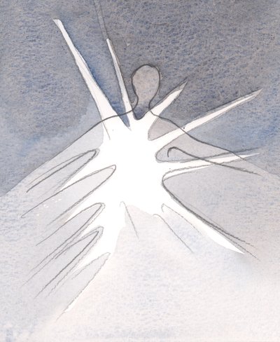 Genom en själs självutgivande agerar Gud till det goda genom den själen och utgjuter sin nåd och välsignelser., 2001 (w/c på papper) av Elizabeth Wang
