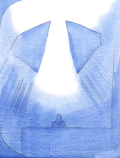 Genom förening med Fadern, genom Kristus, i Anden och i trygg bön är det som om "dörrarna" till himlen öppnas, 2002 (w/c på papper) av Elizabeth Wang
