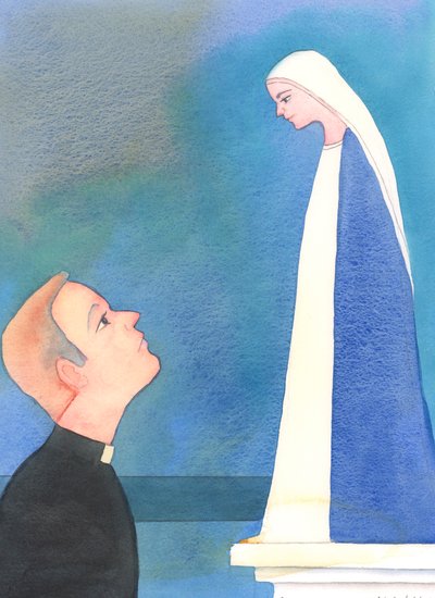 Sannerligen, varje präst kan vända sig till Vår Fru för att få hjälp, säker på att hon har ett speciellt intresse för hans hopp, glädjeämnen, rädslor och sorger, 2004 (w/c på papper) av Elizabeth Wang