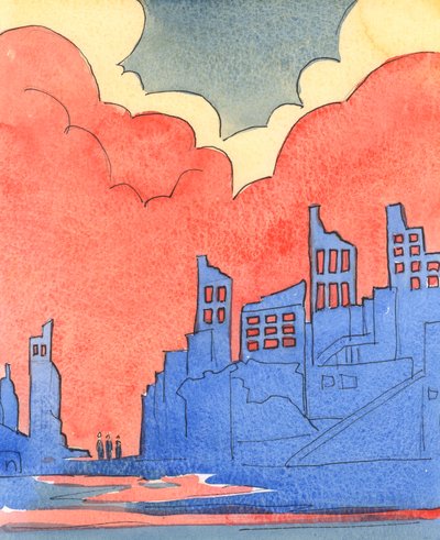 Krig kan äventyra eller korrumpera kämparna, 2004 (w/c på papper) av Elizabeth Wang